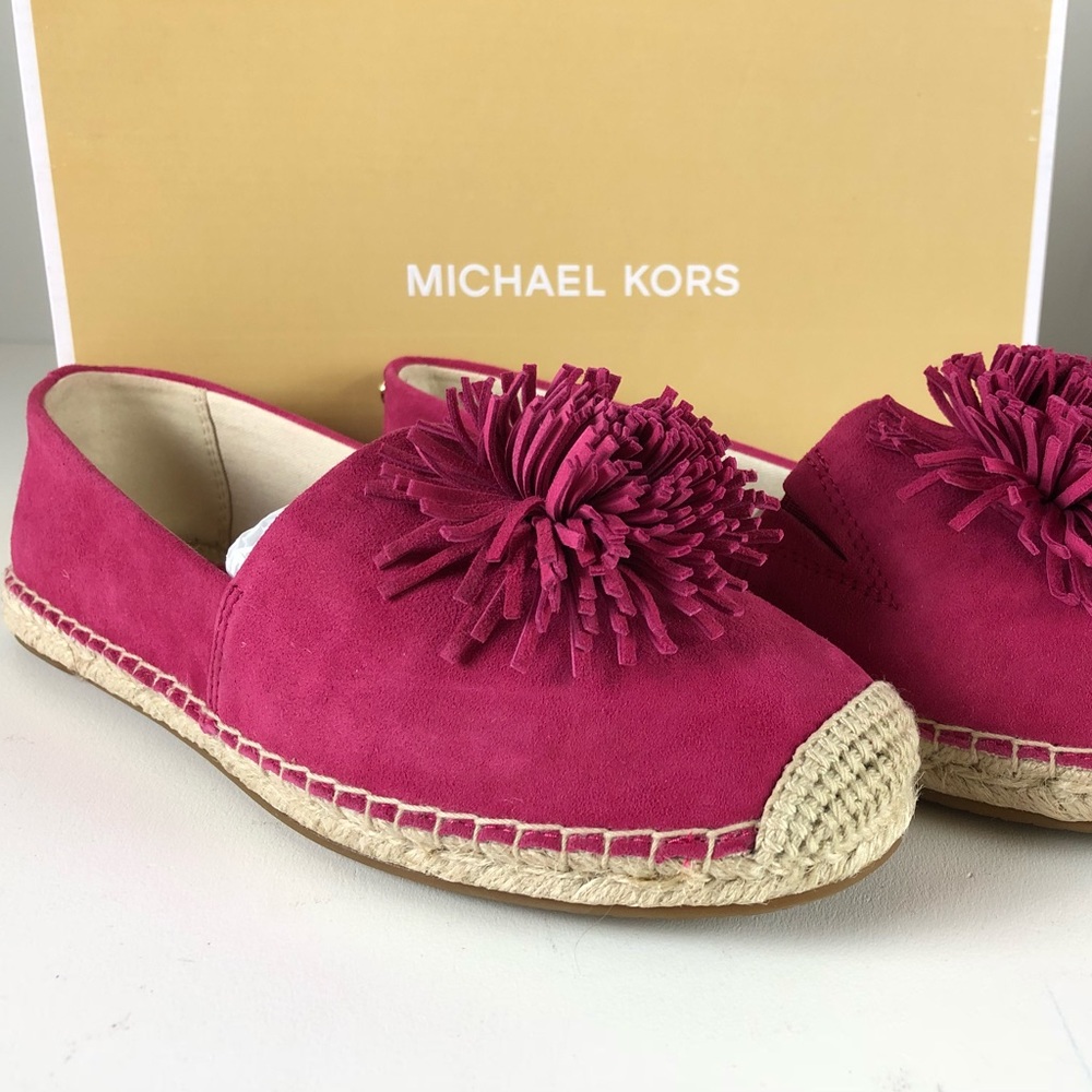 Michael Kors MK Lolita Suede Slip Ons Pom Pom NIB